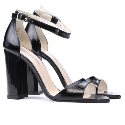 Women sandals 1259 patent black satinat