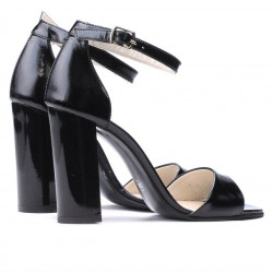 Women sandals 1259 patent black satinat