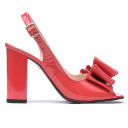 Women sandals 1256 patent red coral