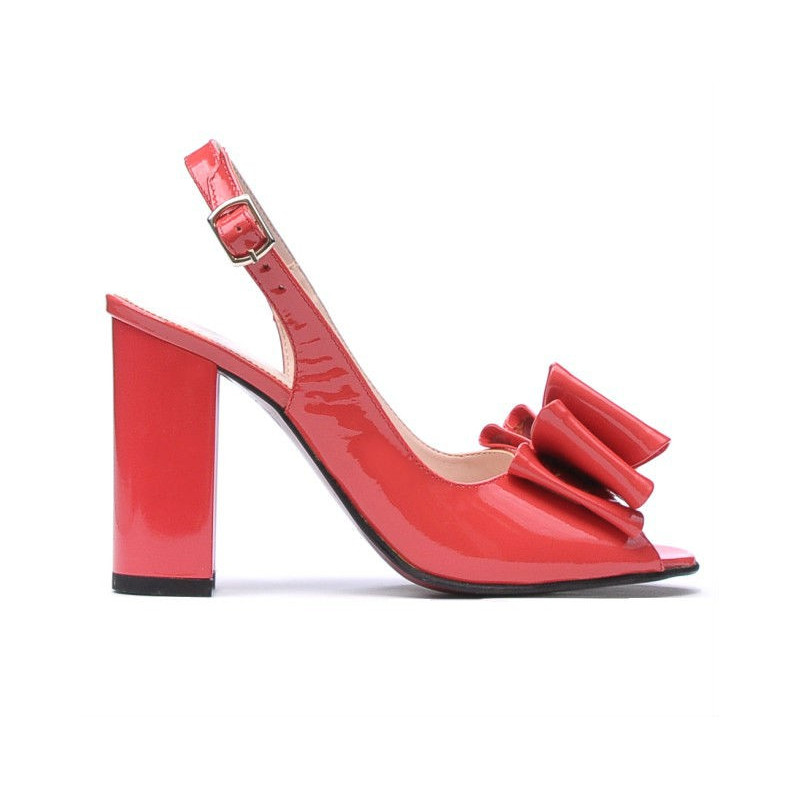 Women sandals 1256 patent red coral
