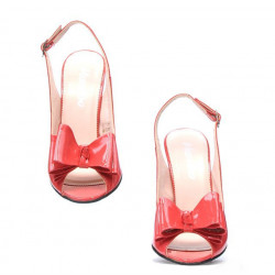 Women sandals 1256 patent red coral