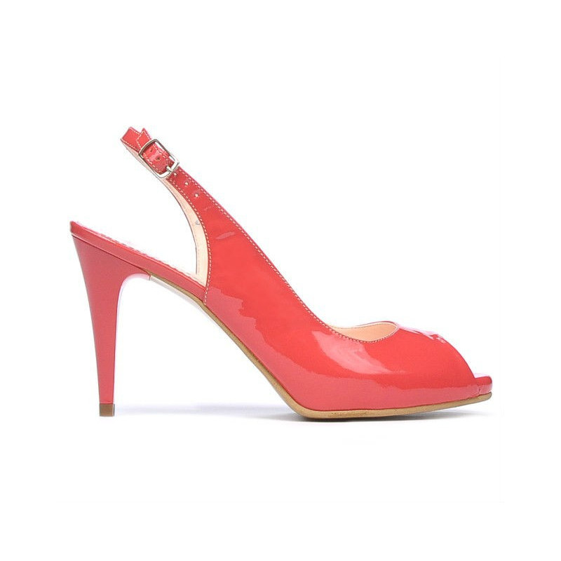Women sandals 1250 patent red coral