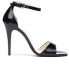Women sandals 1238 patent black satinat