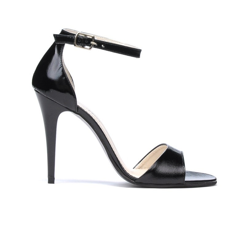 Women sandals 1238 patent black satinat