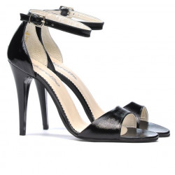 Women sandals 1238 patent black satinat