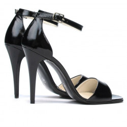 Women sandals 1238 patent black satinat