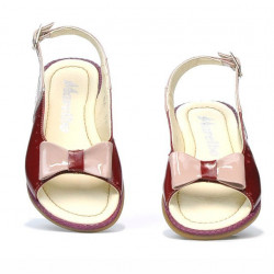 Small children sandals 58c patent bordo+beige pearl