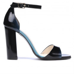 Women sandals 1259 patent bleu+black