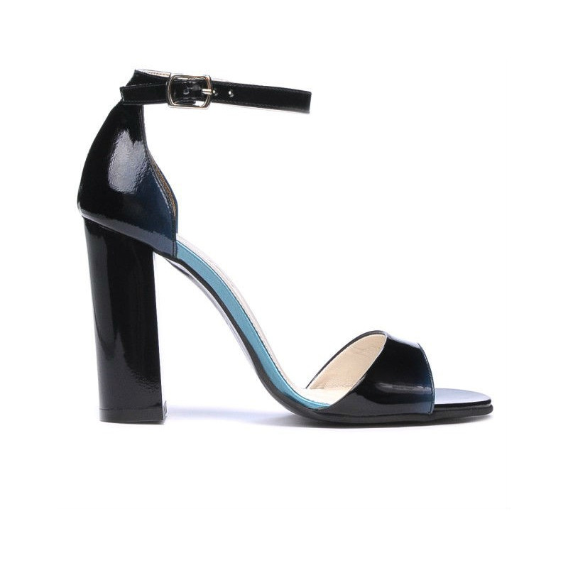 Women sandals 1259 patent bleu+black