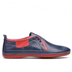 Men loafers, moccasins 865 indigo+red