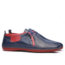 Men loafers, moccasins 865 indigo+red