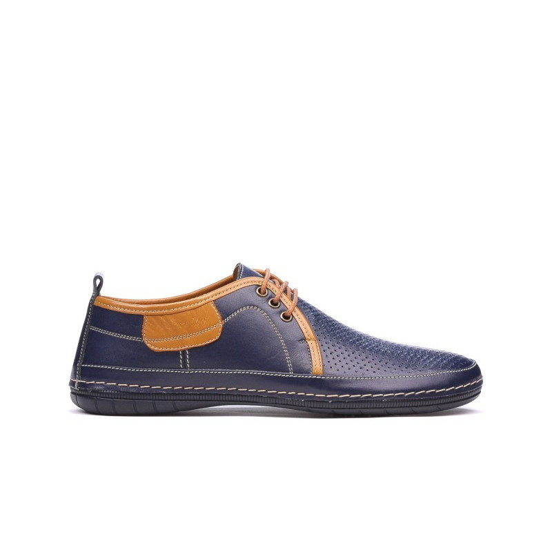 Men loafers, moccasins 865 indigo+brown