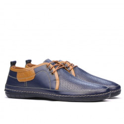 Men loafers, moccasins 865 indigo+brown