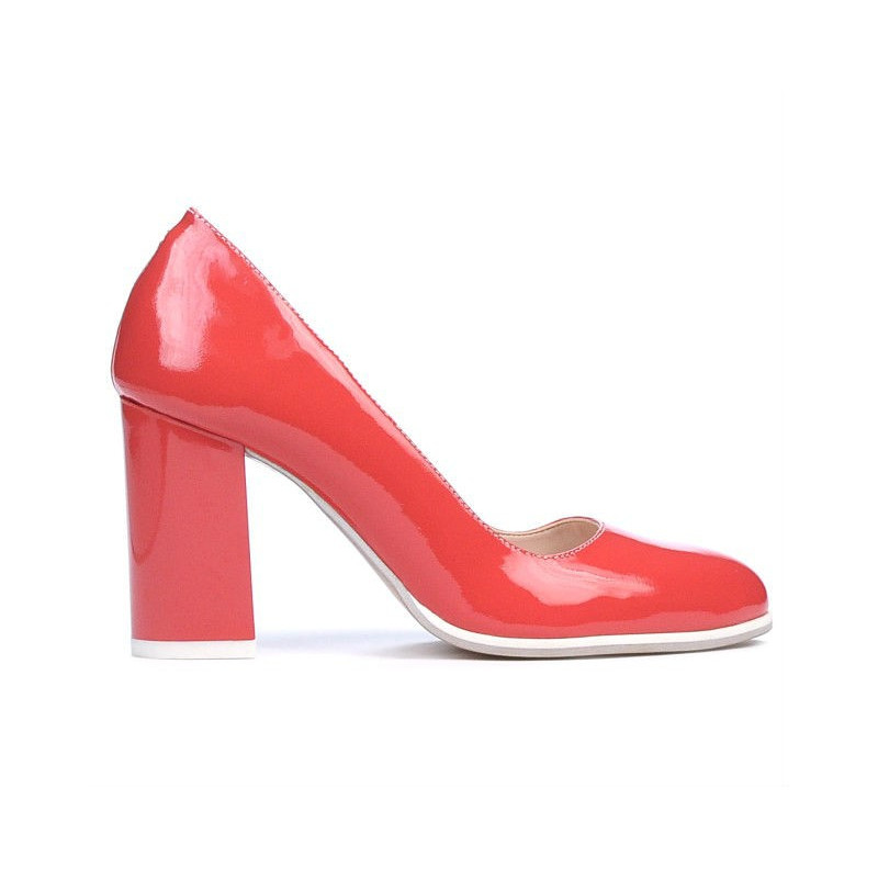 Women stylish, elegant, casual shoes 1254 patent red coral