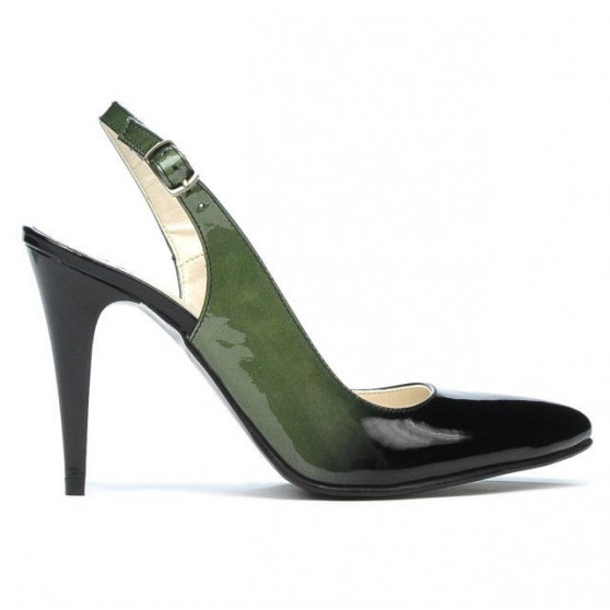 Women sandals 1249 patent green+black