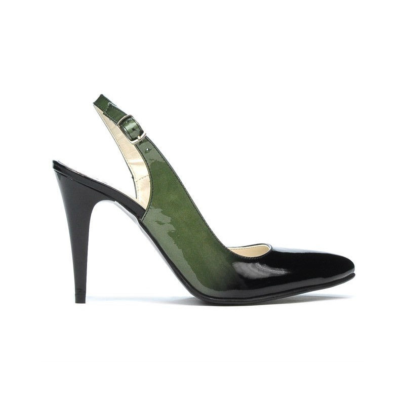 Women sandals 1249 patent green+black