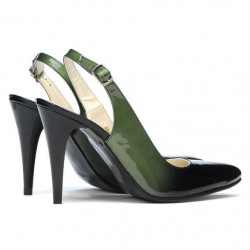 Women sandals 1249 patent green+black