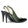 Women sandals 1249 patent green+black