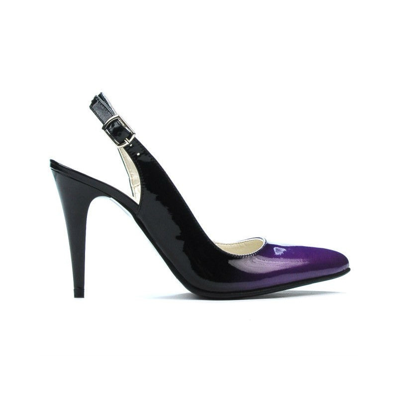 Women sandals 1249 patent purple+black