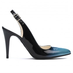Women sandals 1249 patent bleu+black