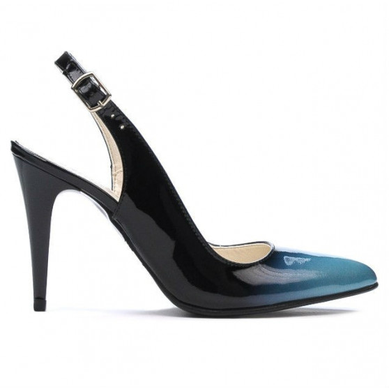 Women sandals 1249 patent bleu+black