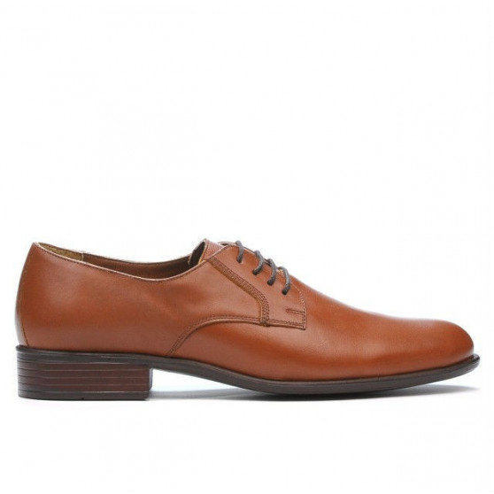Men stylish, elegant shoes 837 brown cognac