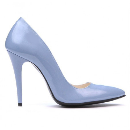 Women stylish, elegant shoes 1241 patent bleu