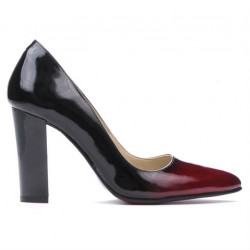 Women stylish, elegant shoes 1261 patent bordo+black