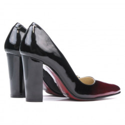 Women stylish, elegant shoes 1261 patent bordo+black