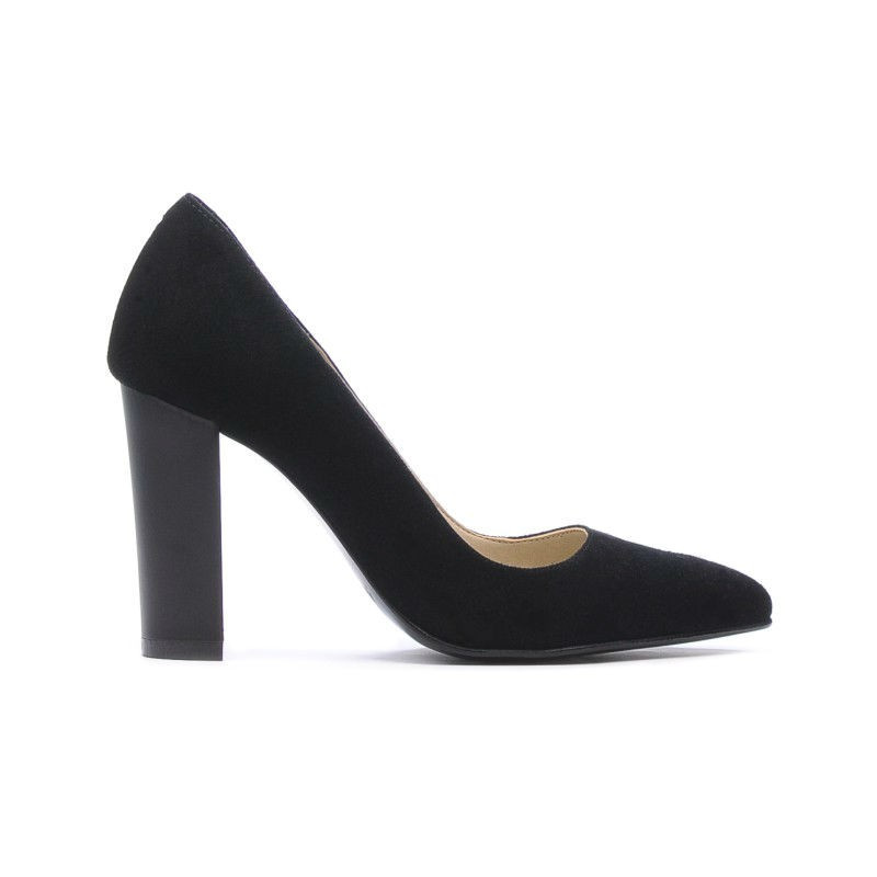 Women stylish, elegant shoes 1261 black antilopa