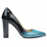 Women stylish, elegant shoes 1261 patent bleu+black