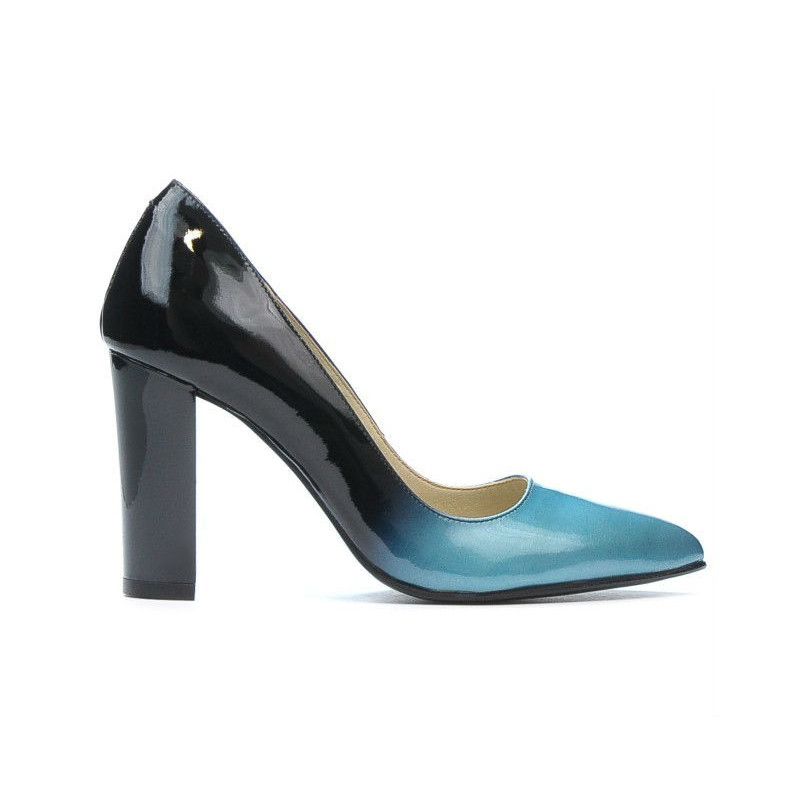 Women stylish, elegant shoes 1261 patent bleu+black