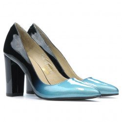 Women stylish, elegant shoes 1261 patent bleu+black