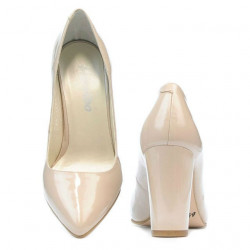 Women stylish, elegant shoes 1261 patent beige pearl