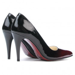 Women stylish, elegant shoes 1246 patent bordo+black