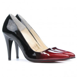 Women stylish, elegant shoes 1246 patent bordo+black
