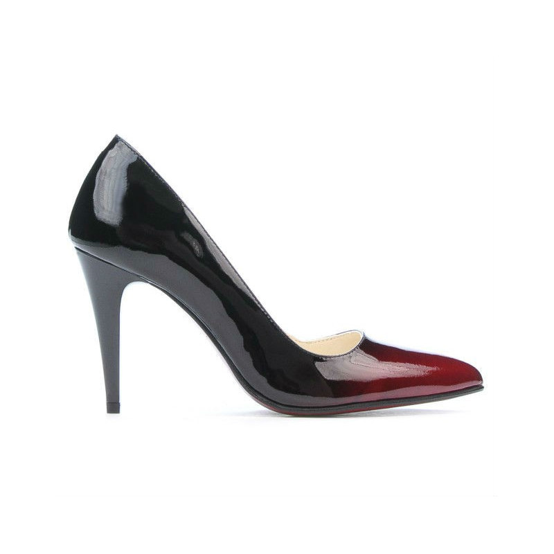 Women stylish, elegant shoes 1246 patent bordo+black