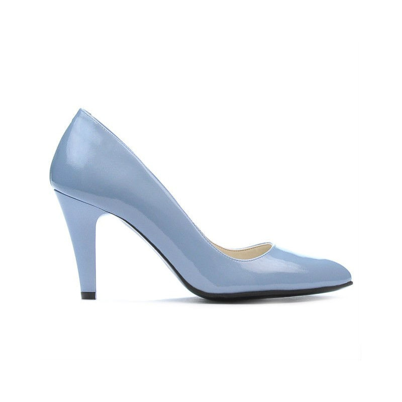 Women stylish, elegant shoes 1234 patent bleu