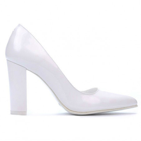 Women stylish, elegant shoes 1261 patent white