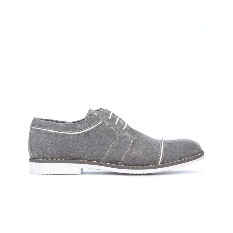 Men stylish, elegant, casual shoes 749 gray velour+white