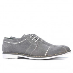 Men stylish, elegant, casual shoes 749 gray velour+white