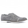 Men stylish, elegant, casual shoes 749 gray velour+white