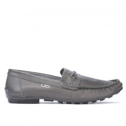 Men loafers, moccasins 737p gray perforat