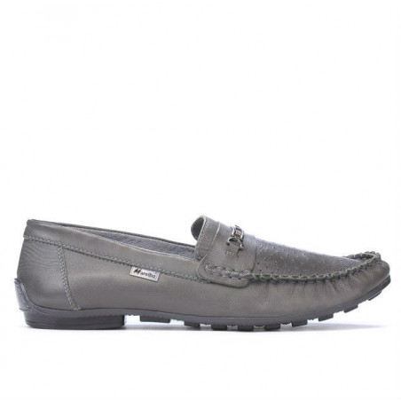 Men loafers, moccasins 737p gray perforat