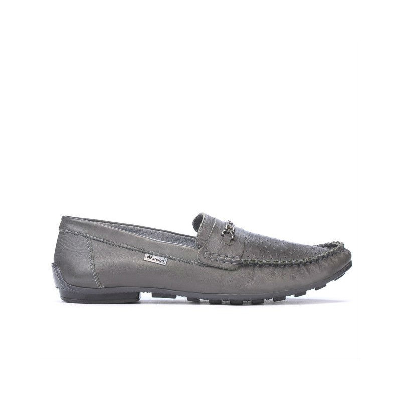 Men loafers, moccasins 737p gray perforat