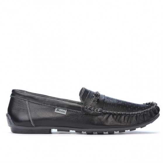 Men loafers, moccasins 737p black perforat