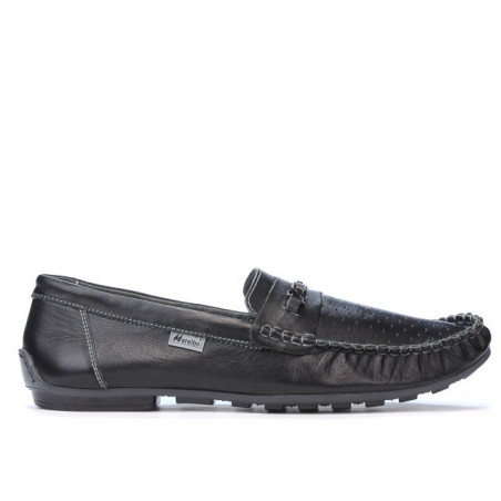 Men loafers, moccasins 737p black perforat