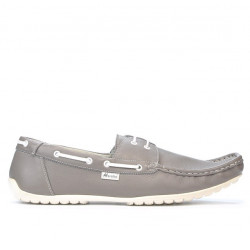 Men loafers, moccasins 778 gray+white
