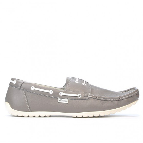 Men loafers, moccasins 778 gray+white