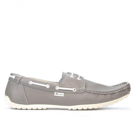 Men loafers, moccasins 778 gray+white